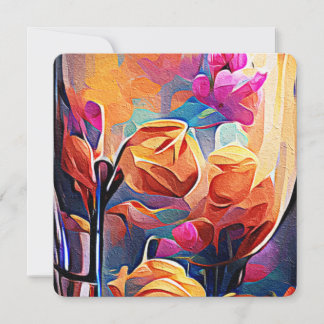 Blumen-Abstraktkunst Orange Rot Blau Blumen Einladung