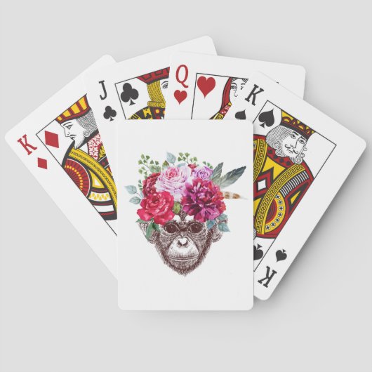 Blumen-Affe-Gesicht Spielkarten (Rückseite)