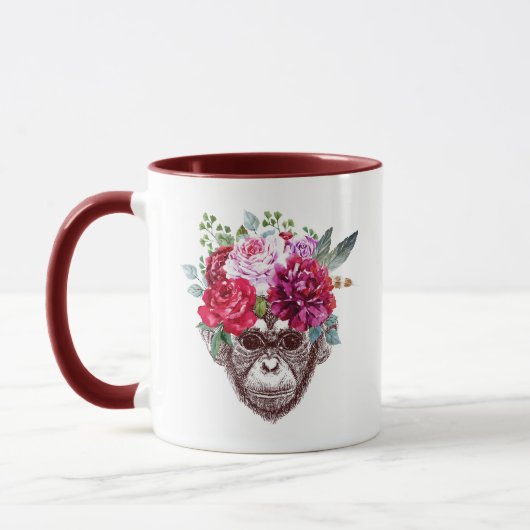 Blumen-Affe-Gesicht Tasse (Links)