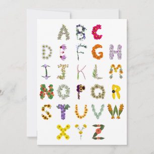 Blumen Alphabet ABC Botanisches Alphabet Blume Dankeskarte