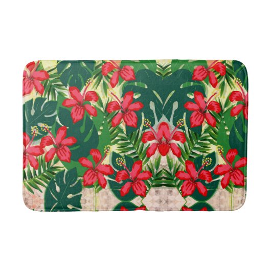 Blumen am Strand mit tropischem Hibiskus Bath Mat Badematte (Vorderseite)