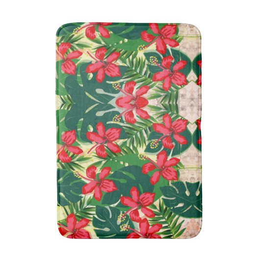 Blumen am Strand mit tropischem Hibiskus Bath Mat Badematte (Vorderseite Vertikal)