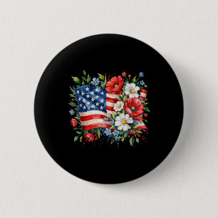 Blumen Amerikanische Flagge Blumen 4. Juli Patriot Button