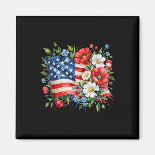 Blumen Amerikanische Flagge Blumen 4. Juli Patriot Magnet