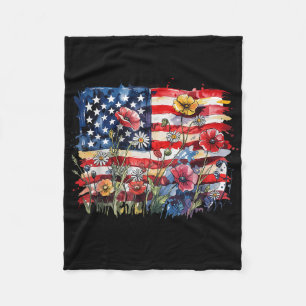 Blumen Amerikanische USA-Flagge Land der Freien 4. Fleecedecke