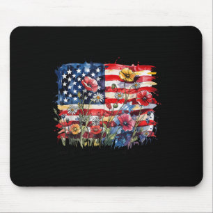 Blumen Amerikanische USA-Flagge Land der Freien 4. Mousepad