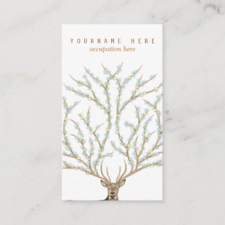 Blumen antlers head deer woods god illustration visitenkarte