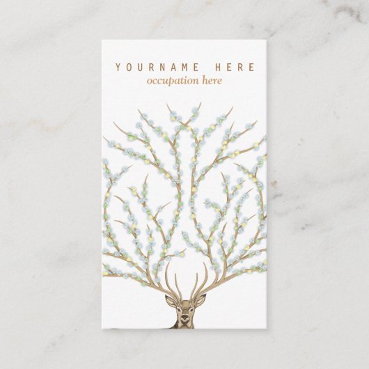 Blumen antlers head deer woods god illustration visitenkarte (Vorderseite)