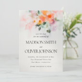 Blumen-Aquarell Elegant Romantisch Maßgeschneidert Save The Date (Stehend Vorderseite)