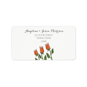 Blumen-Aquarell-Frühlings-Tulpen Weiß Rein Elegant Adressaufkleber