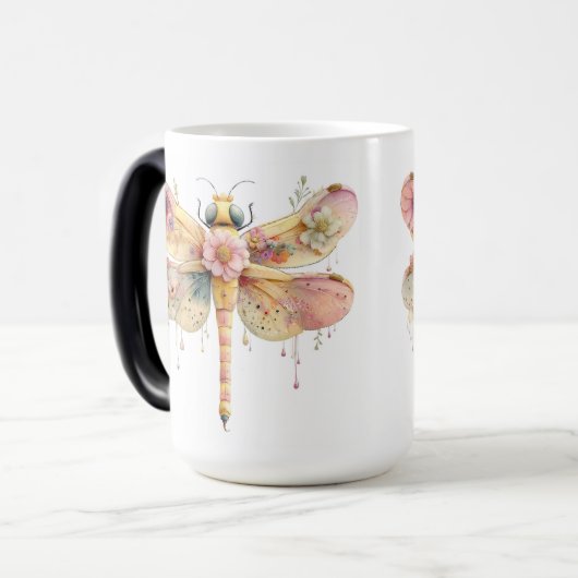 Blumen-Aquarell-Libelle Verwandlungstasse (Vorderseite Links)