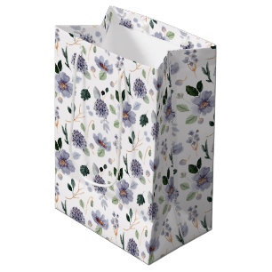Blumen-Aquarell-Lila-Muster Mittlere Geschenktüte