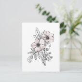 Blumen-Aquarell-Linienkunst, ästhetisches Element Postkarte (Stehend Vorderseite)
