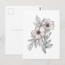 Blumen-Aquarell-Linienkunst, ästhetisches Element Postkarte
