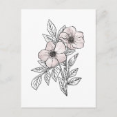 Blumen-Aquarell-Linienkunst, ästhetisches Element Postkarte (Vorderseite)