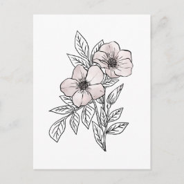 Blumen-Aquarell-Linienkunst, ästhetisches Element Postkarte