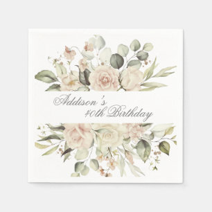 Blumen-Aquarell-Name Botanisch Elegant Geburtstag Serviette