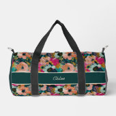 Blumen-Aquarell-Name Duffle Bag (Vorderseite)