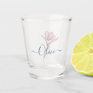 Blumen-Aquarell personalisiertes Schnapsglas – Ind