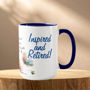 Blumen Aquarell Ruhestand Rosa personalisieren Tasse