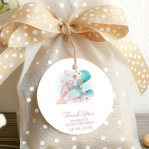 Blumen-Aquarell-Wale Mädchen Baby Shower Geschenkanhänger