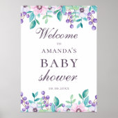 Blumen-Aquarellgarten Babydusche Begrüßung Poster (Vorne)