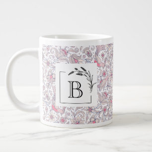 Blumen-Arabesken-Monogramm-Jumbo-Tasse, Hochzeitsg Jumbo-Tasse