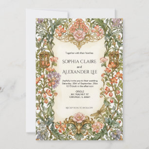 Blumen Art Nouveau Bougainvillea Hochzeit  Einladung
