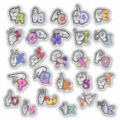 Blumen-ASL-Alphabet-Aufkleber Aufkleber (Vorderseite)
