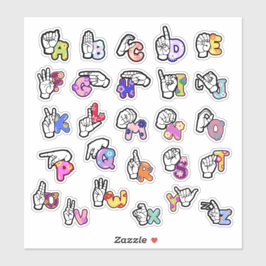Blumen-ASL-Alphabet-Aufkleber Aufkleber (Blatt)