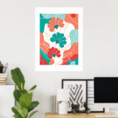 Blumen auf abstraktem Hintergrund Poster (Heimbüro)