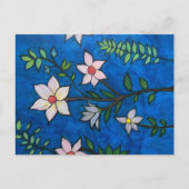 Blumen auf blauer Postkarte (Vorderseite)