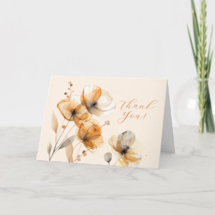Blumen auf Creme, Ihr Logo, QR-Code, Firmenname Dankeskarte