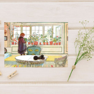 Blumen auf dem Fensterbrett Carl Larsson Schwedisc Postkarte