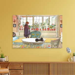 Blumen auf dem Fensterbrett von Carl Larsson Leinwanddruck