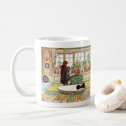 Blumen auf dem Windowsill durch Karl Larsson Kaffeetasse (Mit Donut)