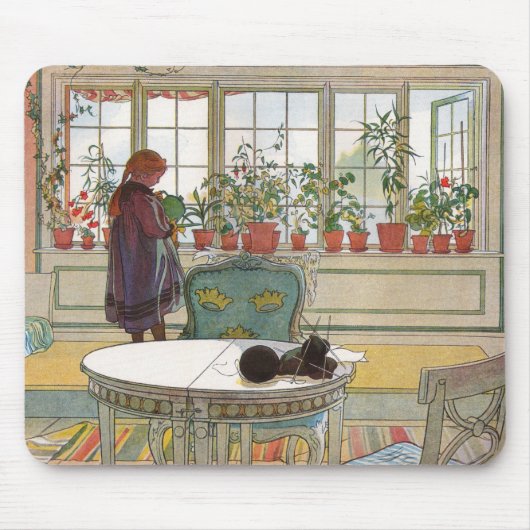 Blumen auf dem Windowsill durch Karl Larsson Mousepad (Vorne)