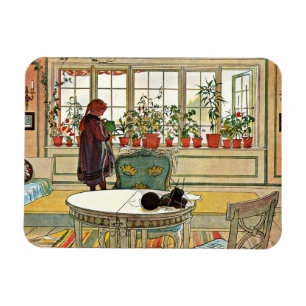 Blumen auf der Fensterbank von Carl Larsson Magnet