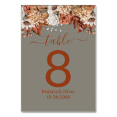 Blumen auf der grauen Fall-Tischnummer Tischnummer (Vorderseite)