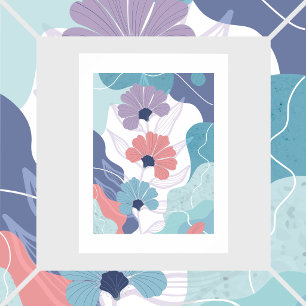 Blumen auf einem abstrakten Hintergrund Poster