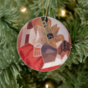 Blumen auf einem Tisch von Juan Gris, Vintage Kubi Keramik Ornament