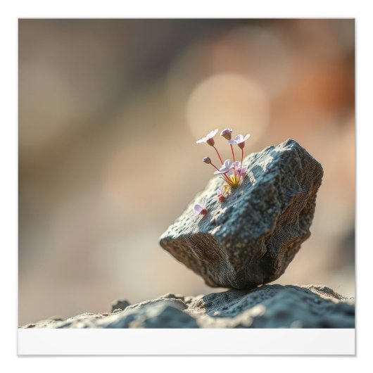 Blumen auf Fels Fotodruck (Vorne)
