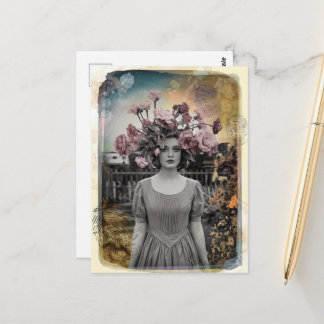 Blumen auf ihrem Kopf Fingerabdruck Foto Postkarte
