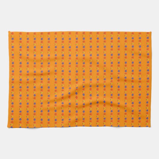 Blumen auf Orange Geschirrtuch (Horizontal)