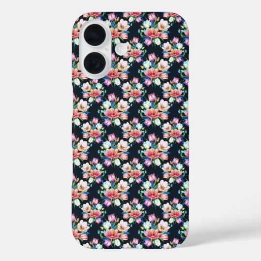 Blumen auf Schwarz Case-Mate iPhone Hülle (Rückseite)