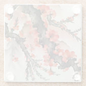 Blumen auf Schwarz Glasuntersetzer (Rückseite)