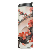 Blumen auf Schwarz Thermosbecher (Nach links gedreht)