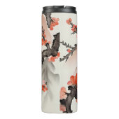 Blumen auf Schwarz Thermosbecher (Rückseite)