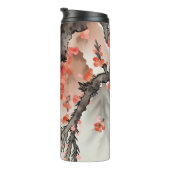 Blumen auf Schwarz Thermosbecher (Nach rechts gedreht)
