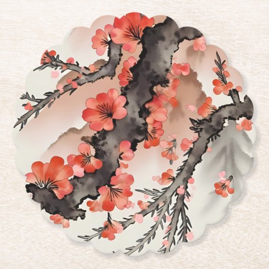 Blumen auf Schwarz Untersetzer (Vorderseite)